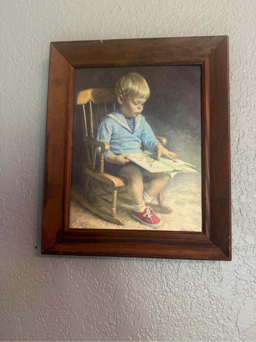 📚 Vintage Framed Child Reading Wall Art | Cottagecore Nursery Decor | Grandma